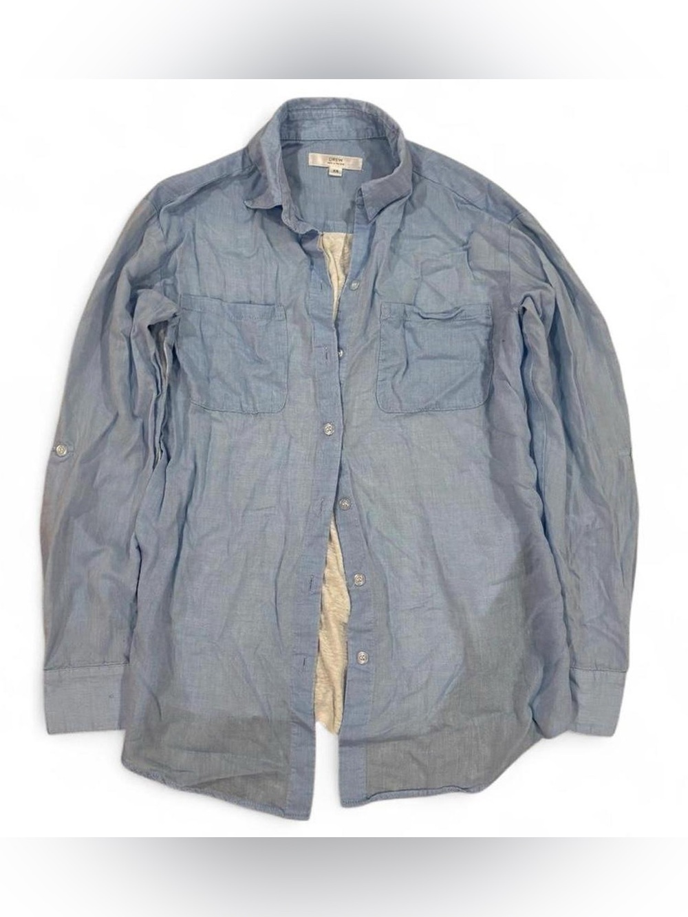 Anthropologie Drew Made in the USA chambray and jersey button up shirt